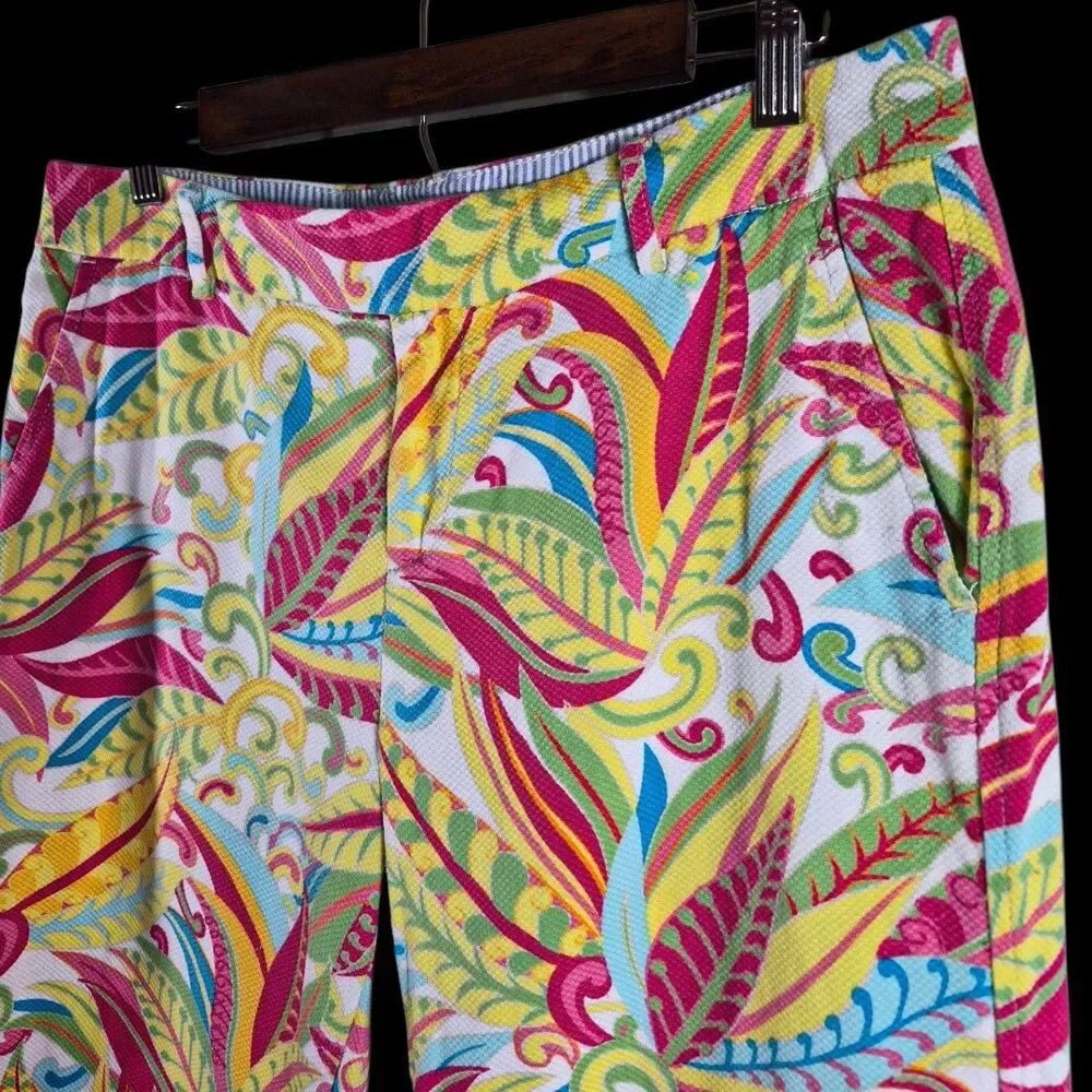 Tommy Hilfiger Tropical Print Capri Pants Size 10 Stretch Colorful Preppy Resort - Picture 3 of 10